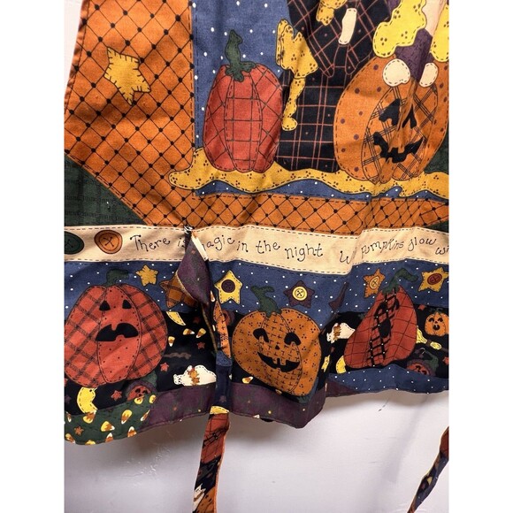 Hand Sewn Leslie Beck Vest Ghosts Pumpkins Cute Witch Open Tie Back M - Picture 4 of 16